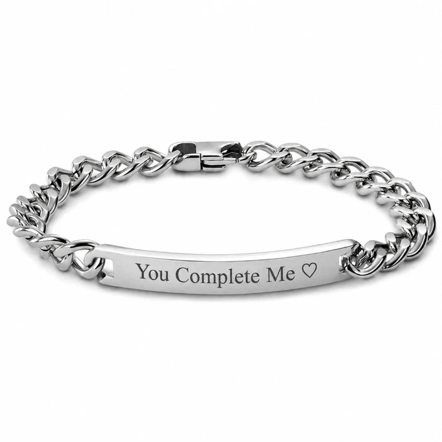 Personalized Couple Bracelet – Engraved Stainless Steel ID Bracelet for Him & Her
