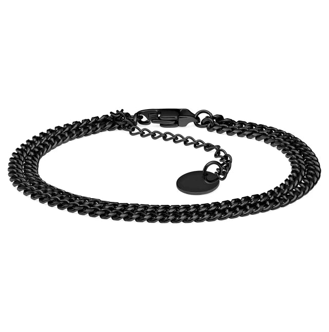 Schwarzes Doppel-Kettenarmband