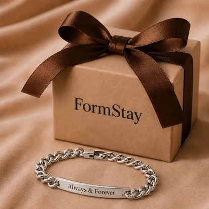 Personalized Couple Bracelet – Engraved Stainless Steel ID Bracelet for Him & Her