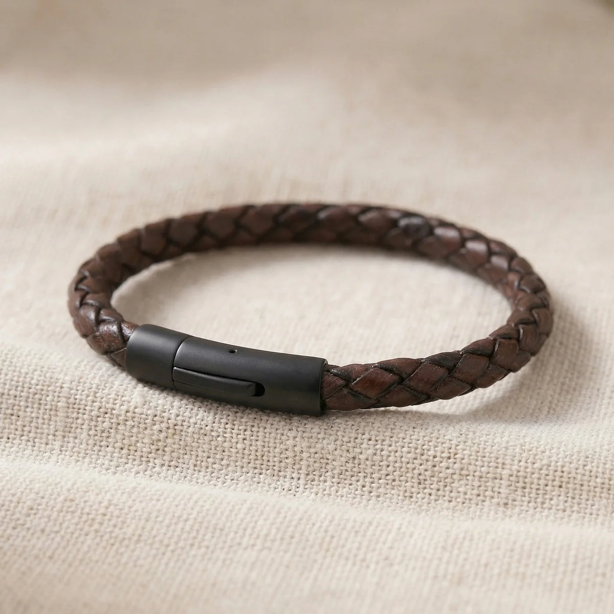 Personalized Leather Bracelet for Men with Hidden Message - Brown