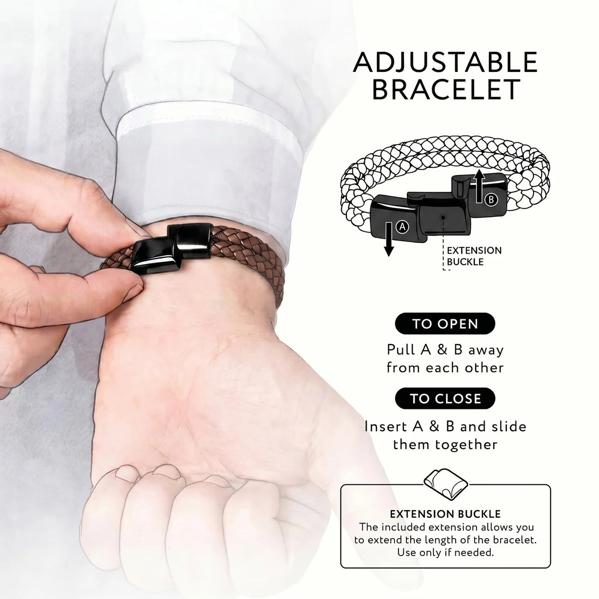 Men’s Personalized Leather Bracelet with Family Names