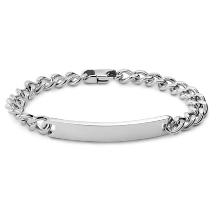 Nomen | Armband mit Erkennungsmarke (6 mm) aus silberfarbenem Edelstahl