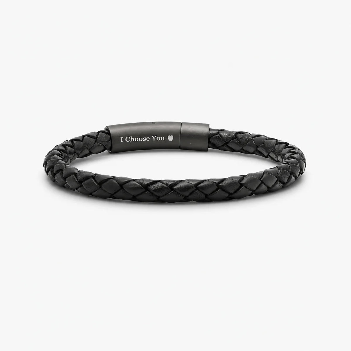Personalized Leather Bracelet with Hidden Custom Message - Black