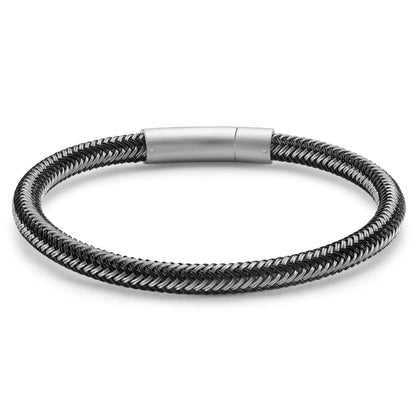 Schwarz- und Silberfarbenes Edelstahlkabelarmband