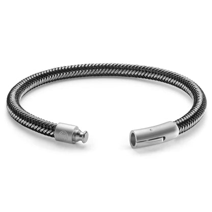 Schwarz- und Silberfarbenes Edelstahlkabelarmband
