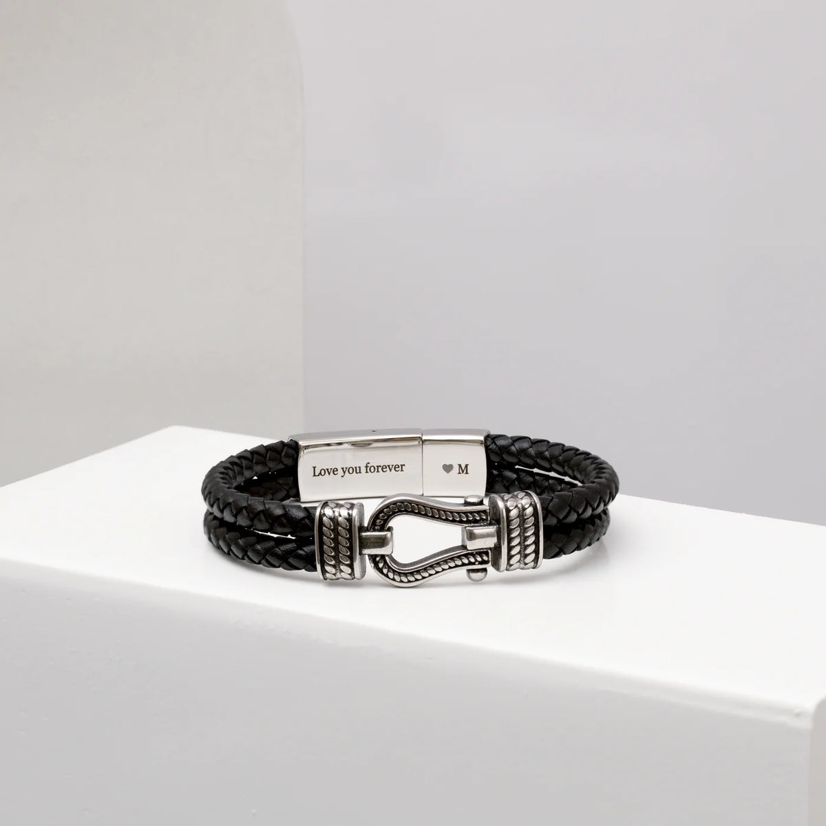 Men's Black Leather Infinity Knot Bracelet