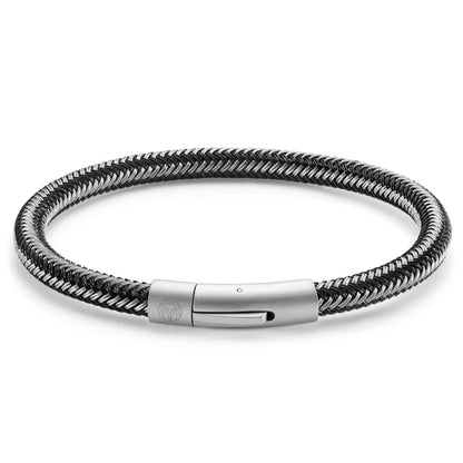 Schwarz- und Silberfarbenes Edelstahlkabelarmband