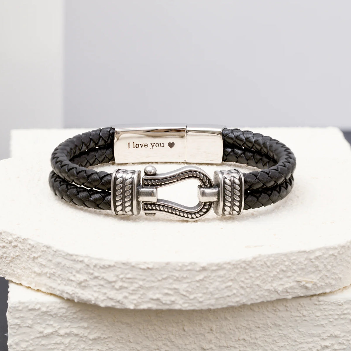 Men's Black Leather Infinity Knot Bracelet