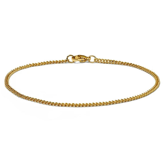 4mm Silver-Tone Stainless Steel Curb Chain Bracelet