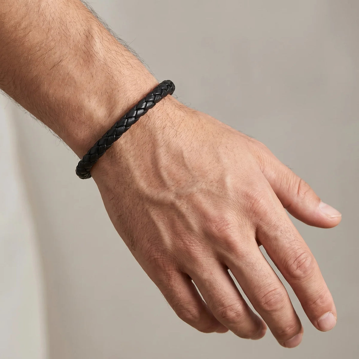 Personalized Leather Bracelet with Hidden Custom Message - Black