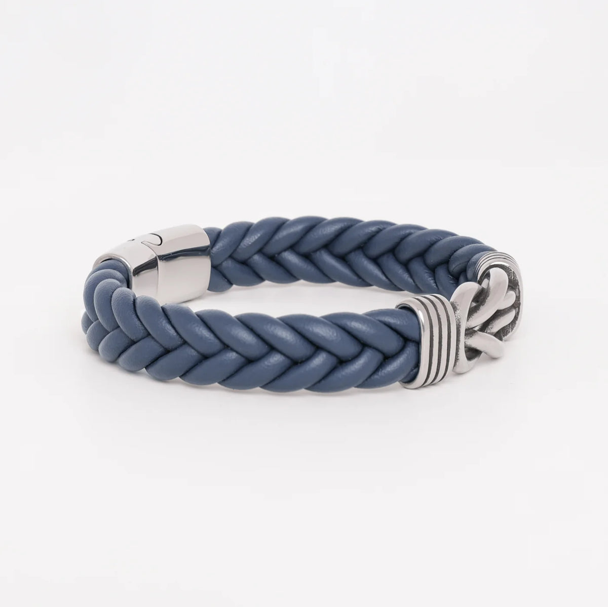 Men's Black Braided Leather Bracelet with Custom Engraving