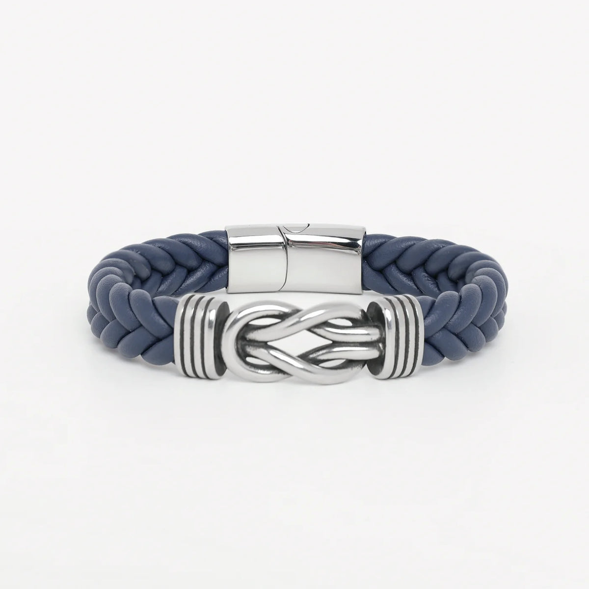 Men's Black Braided Leather Bracelet with Custom Engraving