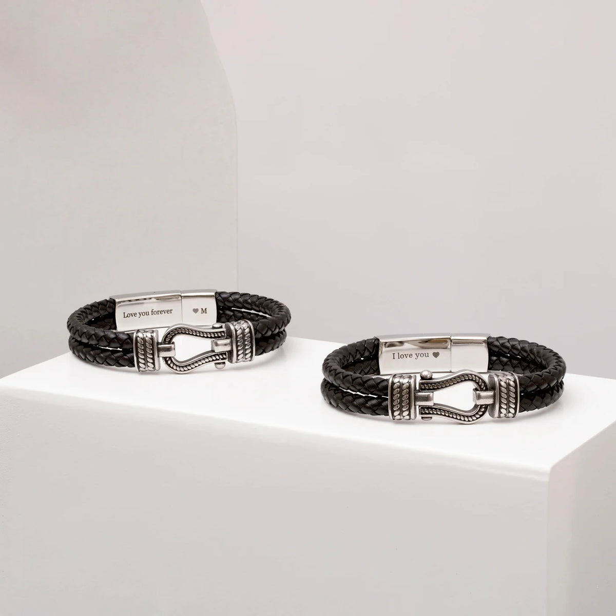 Men's Black Leather Infinity Knot Bracelet