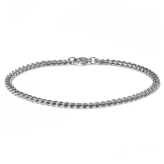 6mm Silver-Tone Stainless Steel Curb Chain Bracelet