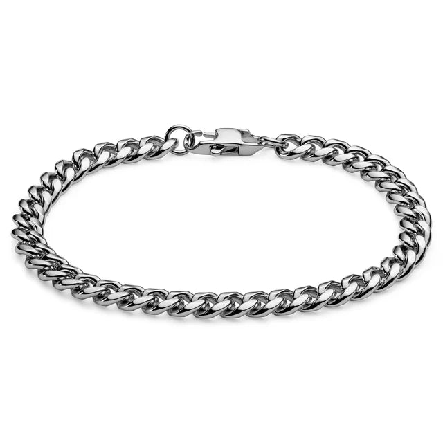8mm Gliederarmband aus silberfarbenem Edelstahl
