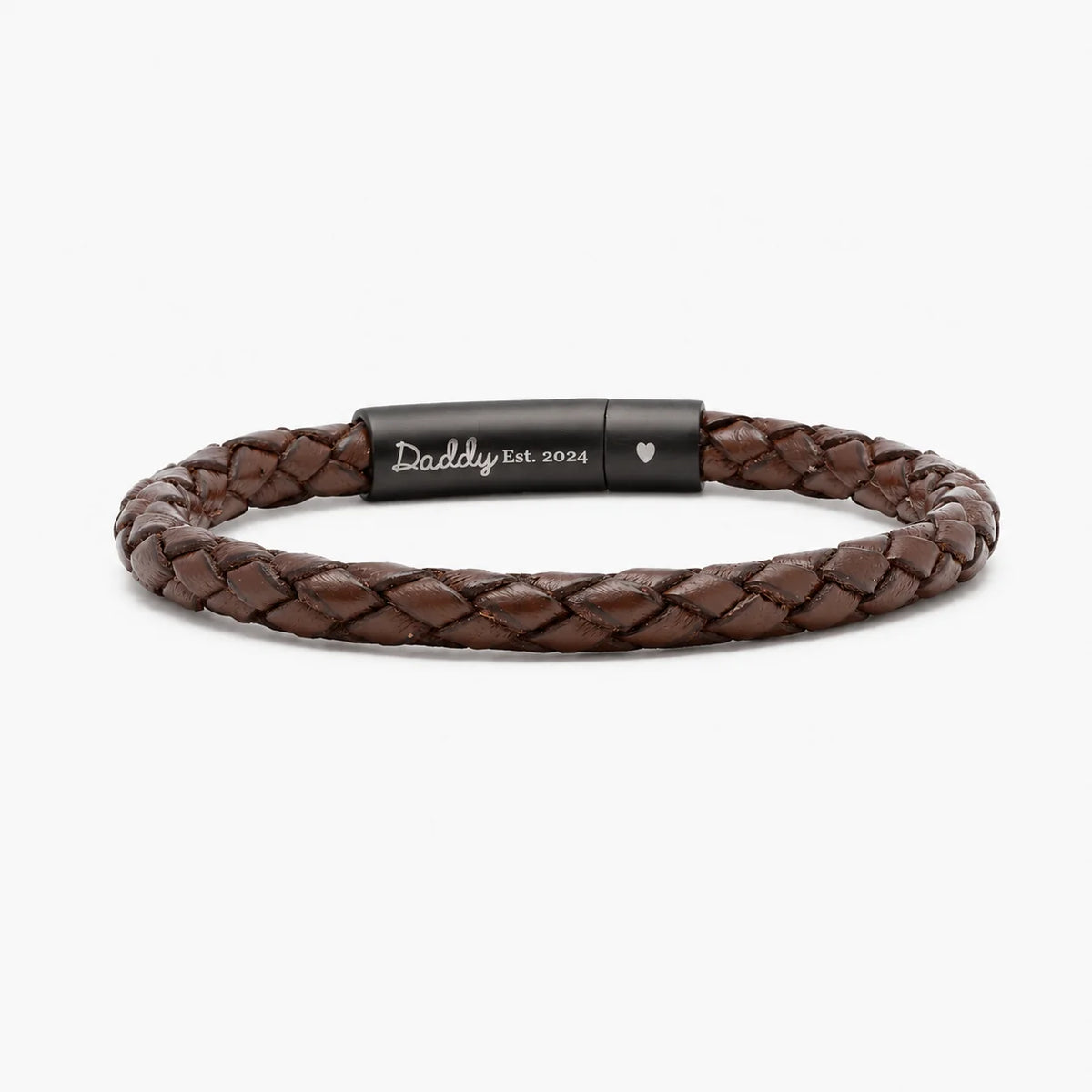 Personalized Leather Bracelet for Men with Hidden Message - Brown