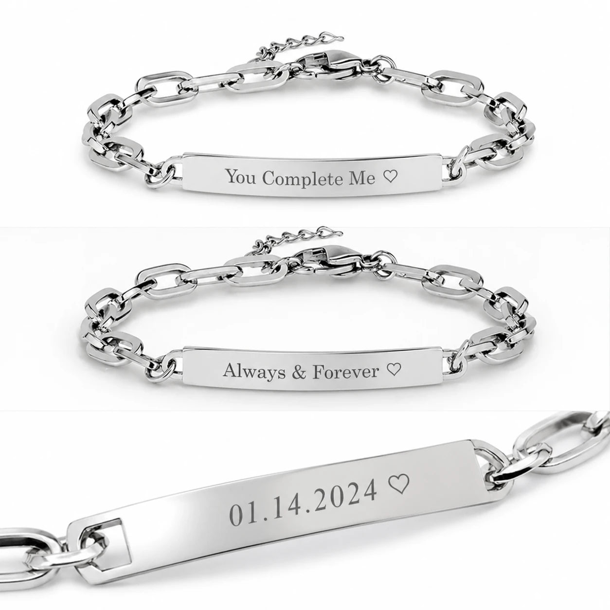 Minimal Paper Clip ID Bracelet – Custom Engraved Stainless Steel Bracelet