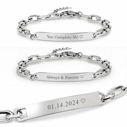 Minimal Paper Clip ID Bracelet – Custom Engraved Stainless Steel Bracelet