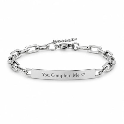 Minimal Paper Clip ID Bracelet – Custom Engraved Stainless Steel Bracelet