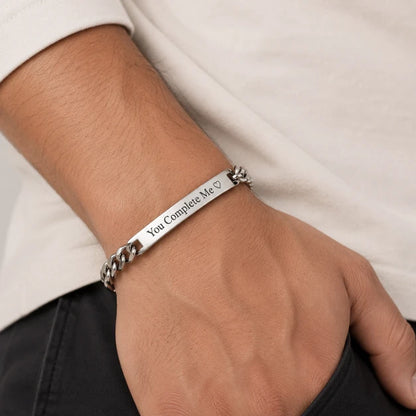Personalized Couple Bracelet – Engraved Stainless Steel ID Bracelet for Him & Her