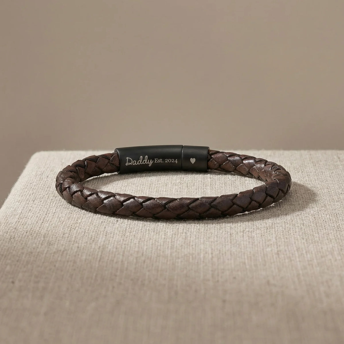 Personalized Leather Bracelet for Men with Hidden Message - Brown